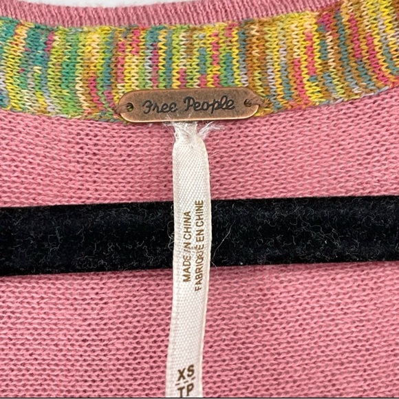 Free People Sundae Rose Linen Blend V-Neck Bell Sleeve Pullover Sweater Size XS - Picture 6 of 12